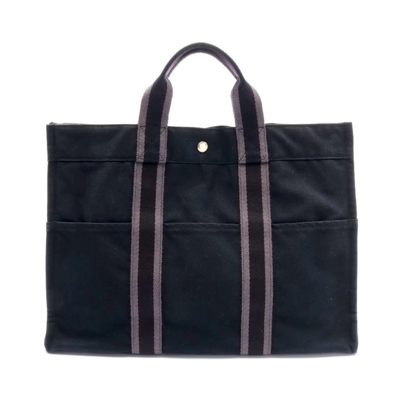 Hermes Handbags - Hermes Fool Toe MM Tote Black Canvass with Silver Hardware.